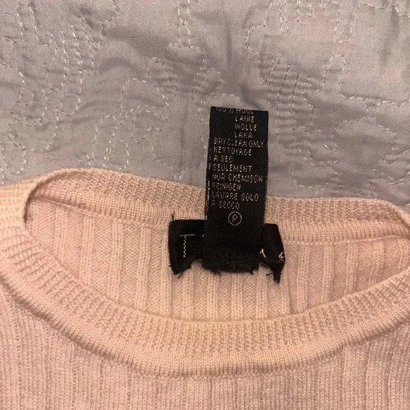 Cream Ribbed Short Sleeve Sweater - Picture 5 of 5